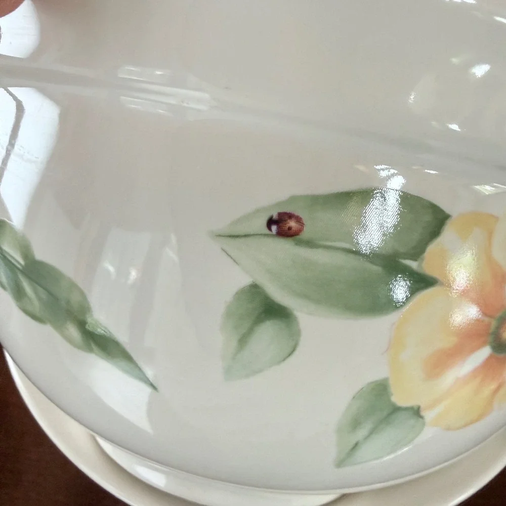 Vintage Pfaltzgraff Naturewood Serving Mixing Bowl Floral Butterfly Ladybug 7